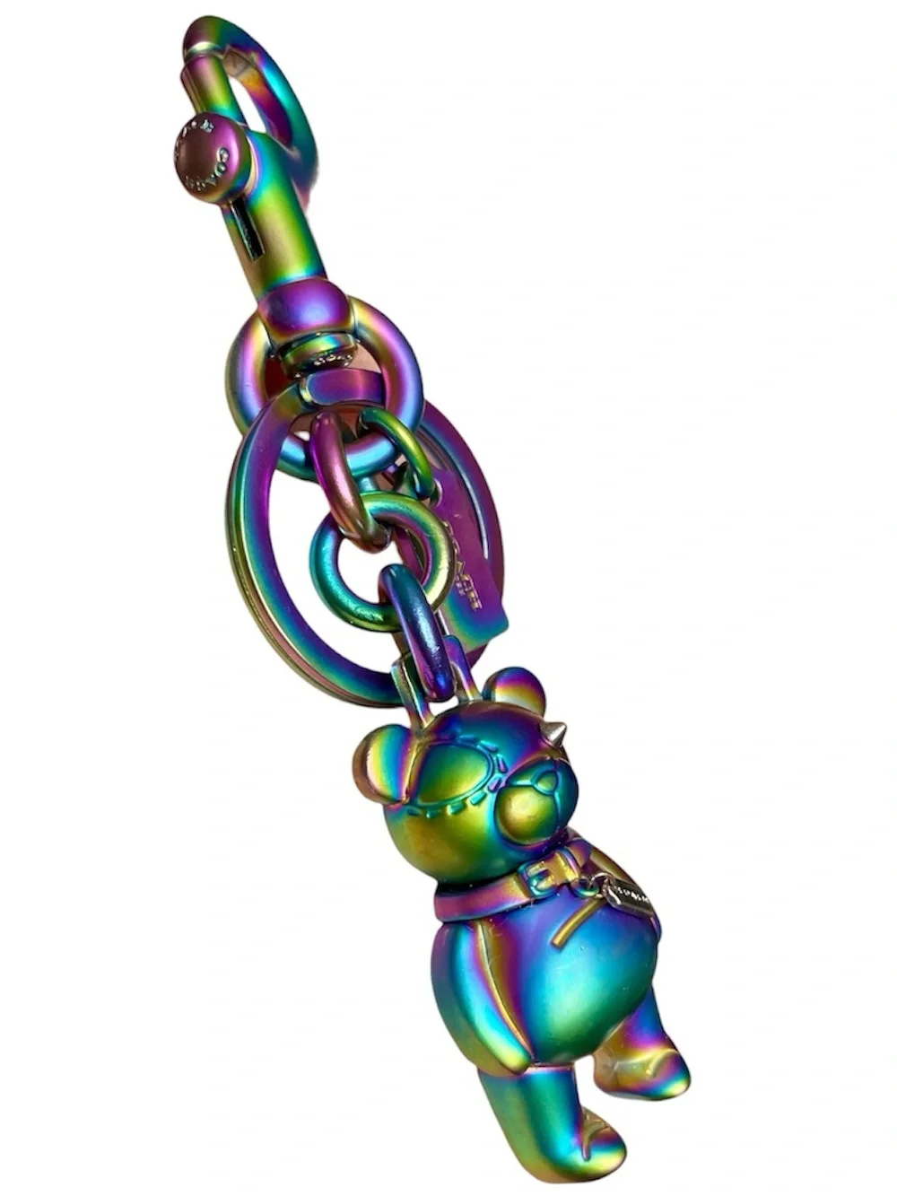 Coach Iridescent Rainbow Teddy Bear Keyring - Picture 6 of 7